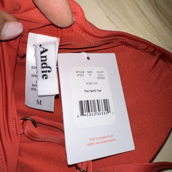 Andie Swim Size Medium The Tahiti Top Chili Pepper Red NWT - Picture 5 of 8